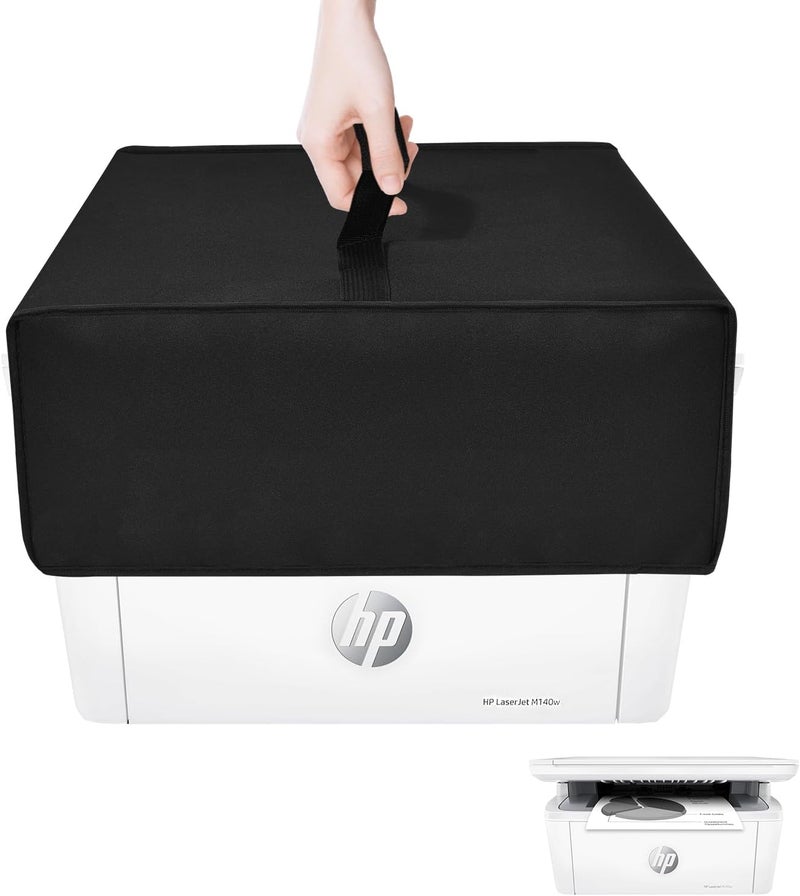 NUENSS-ROR غطاء طابعة مقاوم للماء ثقيل الوزن مضاد للكهرباء الساكنة لحماية طابعة HP LaserJet MFP M140w اللاسلكية من قماش النايلون (15.7""D×11.8""W×7.1""H)، أسود - Image 1